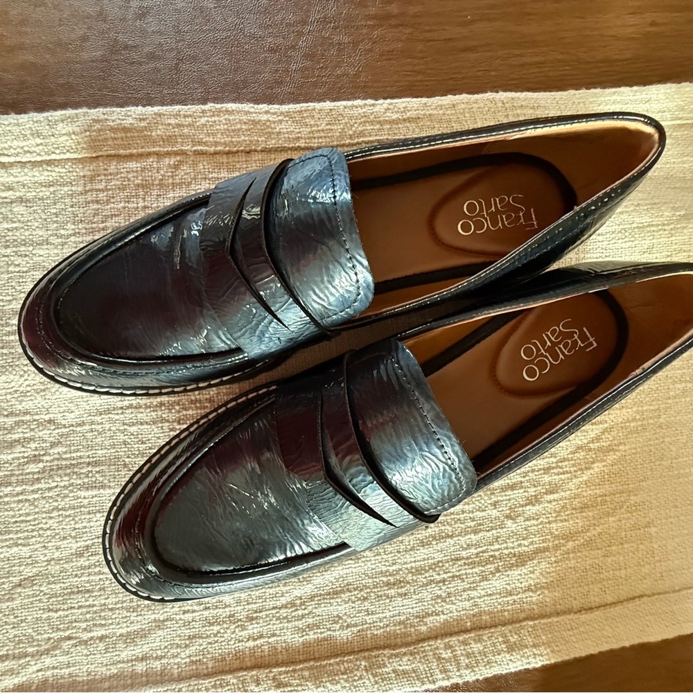 Franco Sarto Balin Lug Sole Black Leather Penny Loafers